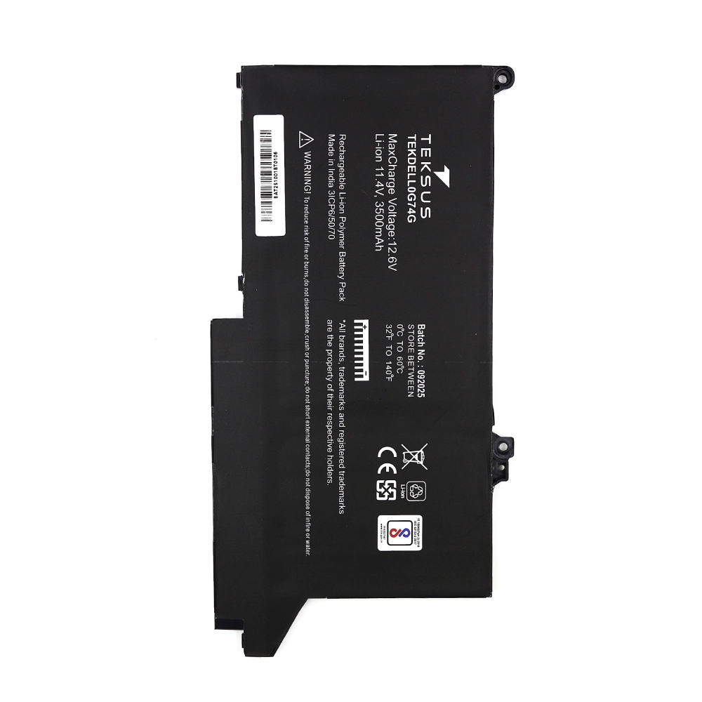 Teksus Laptop Battery Compatible For Dell 0G74G | E7280 view 3